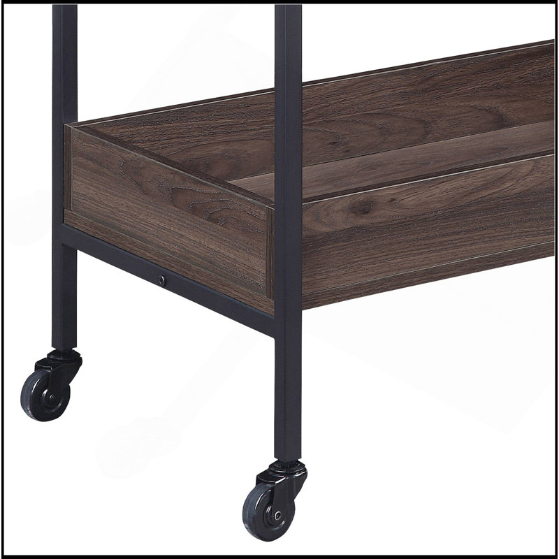 Walnut & Black Finish Serving Cart