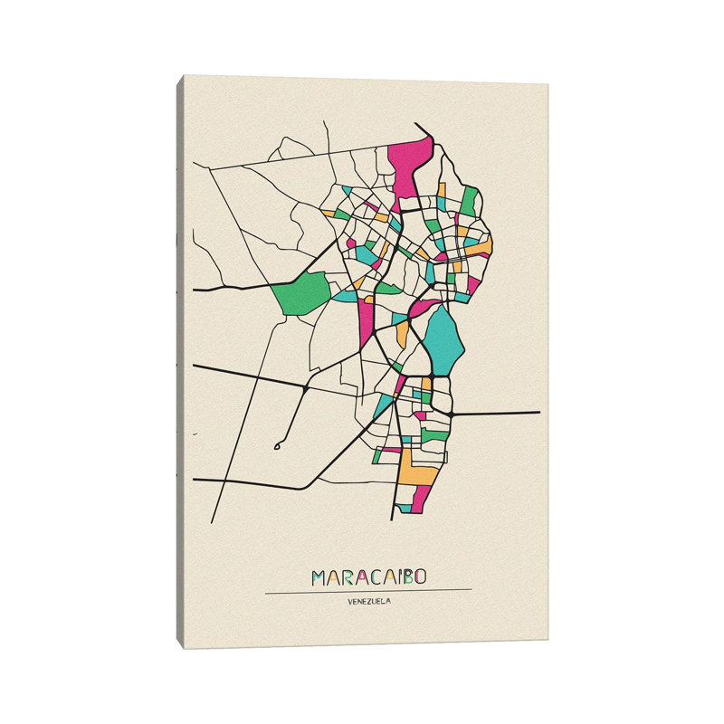 Maracaibo, Venezuela Map by Ayse Deniz Akerman - Wrapped Canvas Print, 20.32 cm H x 30.48 cm W