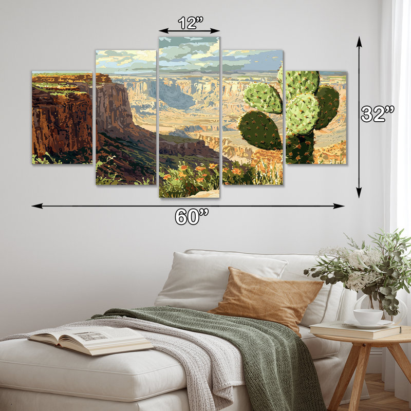 Cactus au bord du canyon - Art mural floral cactus - Décoration murale traditionnelle