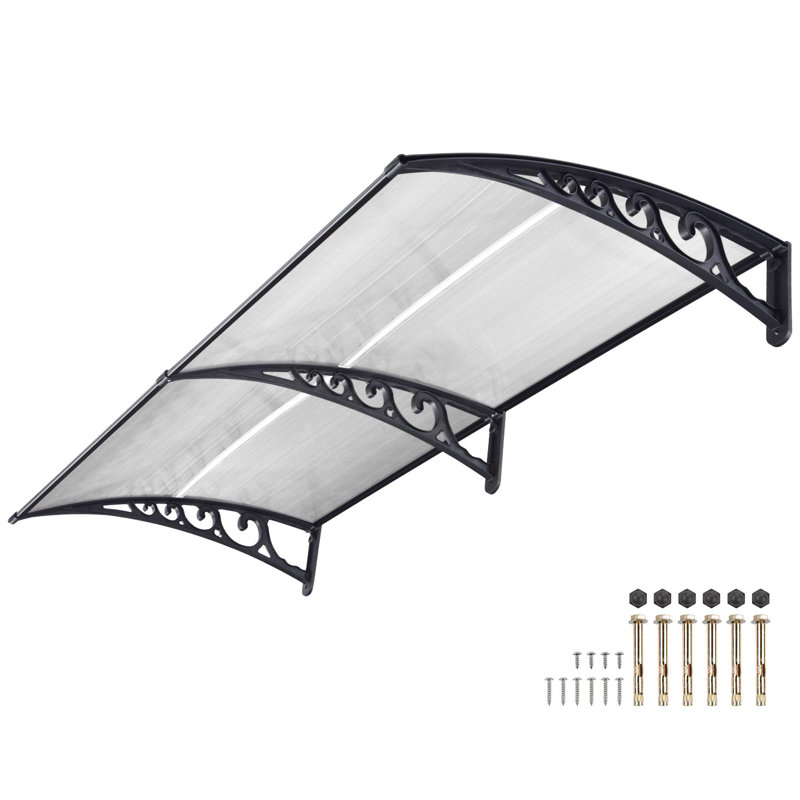 Yescom 38'' W x 9.8'' D Plastic Cover Retractable Patio Awning, White