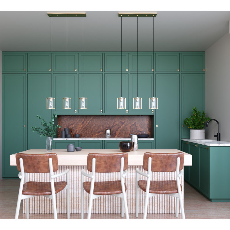Luminaire suspendu linéaire à 3 lumières pour îlot de cuisine Astwood, Or Alturas
