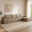 Canapé modulaire en L Camel, assise profonde, tissu velours côtelé, sans assemblage, pour le salon, la chambre à coucher