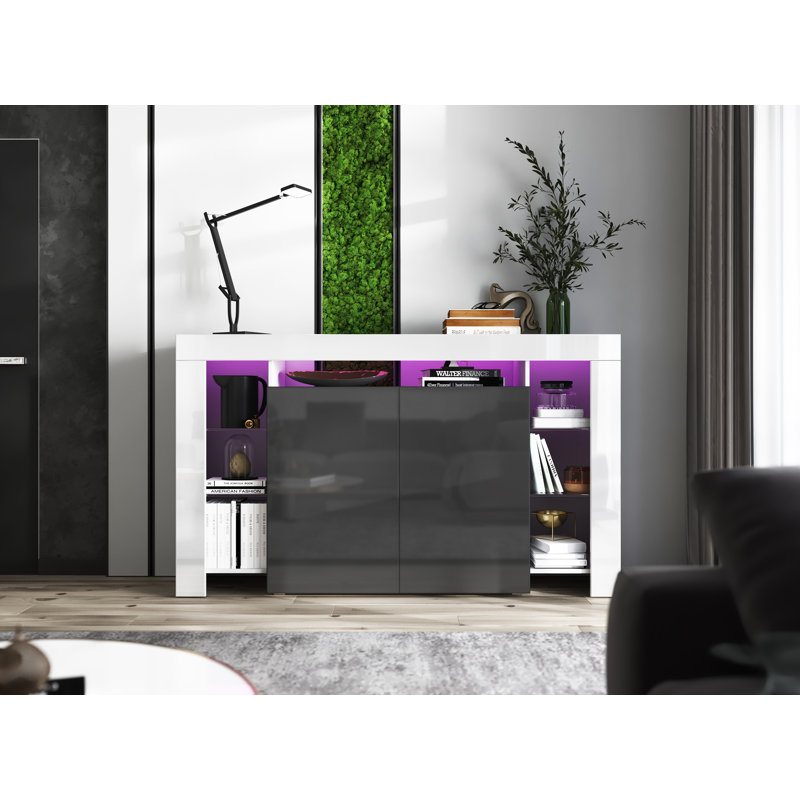 Riddick 150.5cm Sideboard, Grey, With Led Lighting