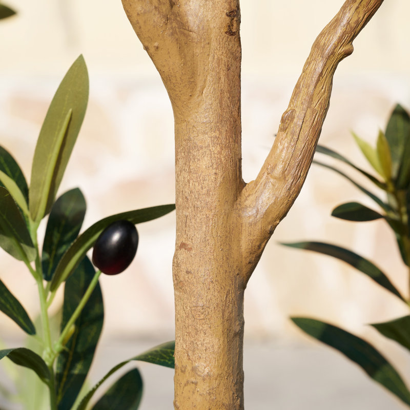 Olive artificielle Adcock avec tronc de bois véritable, plante d'olivier artificielle résistante aux rayons UV