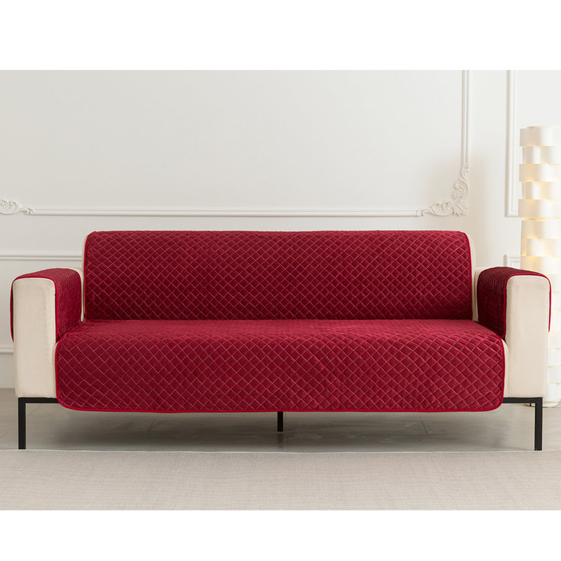 Housse antidérapante pour canapé (68/78 po), H 75,5 po x l 124 po x P 68 po, Velours de polyester rouge