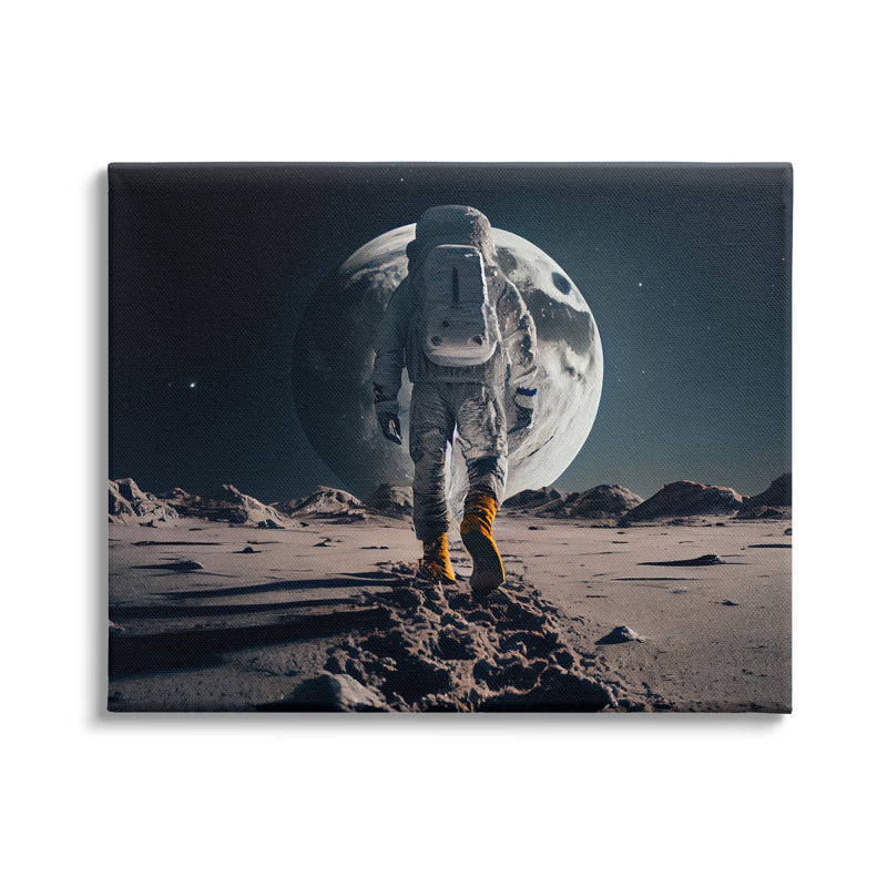 «Man On Moon Outer Space Astronaut», impression sur toile, H 36 po x l 48 po x P 1,5 po
