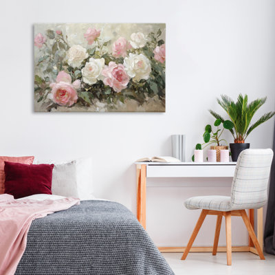 Bouquets de roses, toile rose et blanche, design par Petal Prints Design