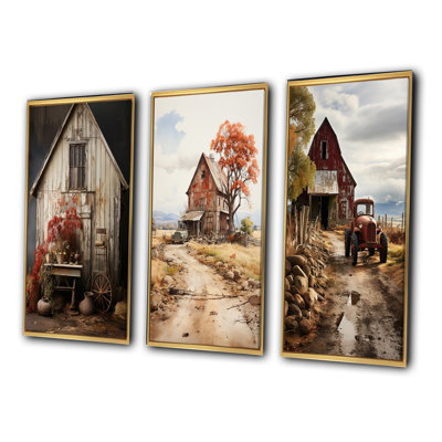 Barns Charm rustique - ensemble d'art floral de 3 pièces