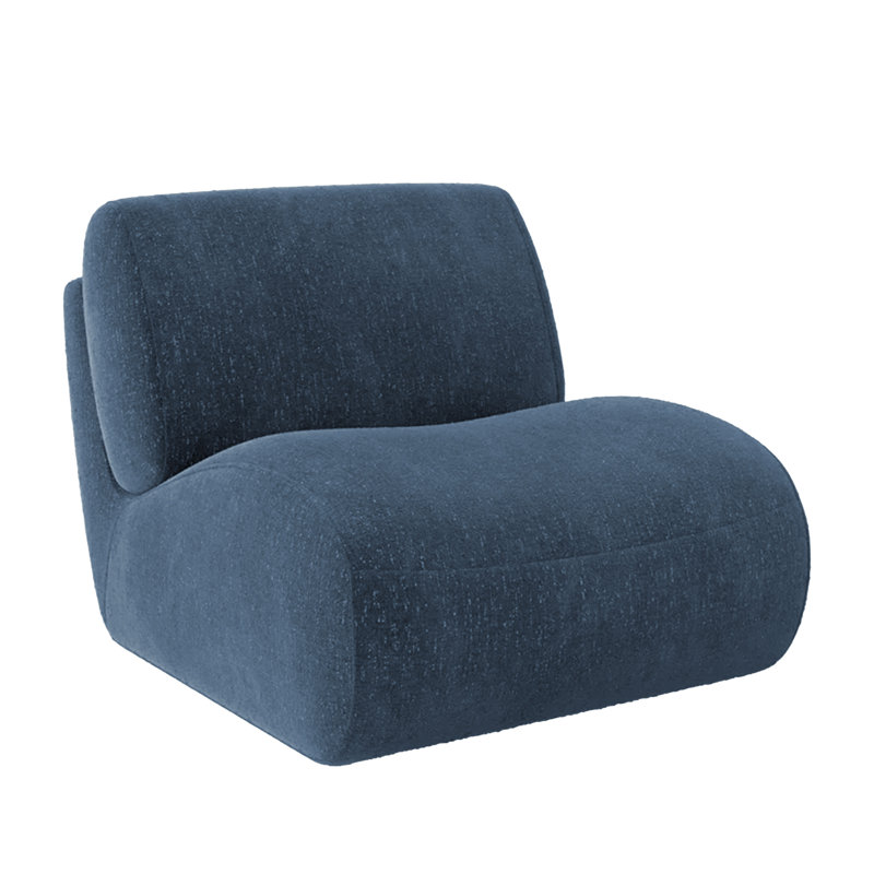 Nita Swivel 84.1 Cm Wide Swivel Lounge Chair, Navy Chenille/Foam Padding