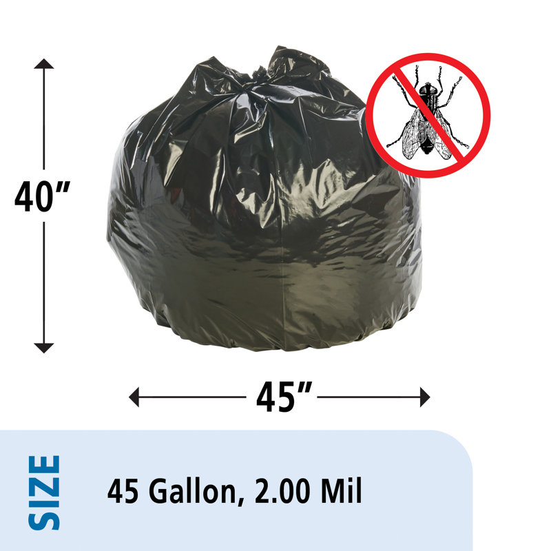 Polyethylene Plastic Trash Bags - 65 Count