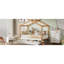 Cadre de lit blanc original en bois pour lit double en bois avec deux tiroirs et une bibliothèque pour la chambre d'amis