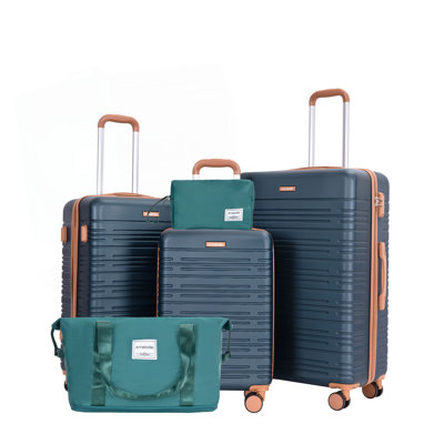 5-Piece Set (20"24"28 +a travel bag and a toiletry bag) ,Hard Case Spinner Wheels ABS Luggage Sets with TSA Lock