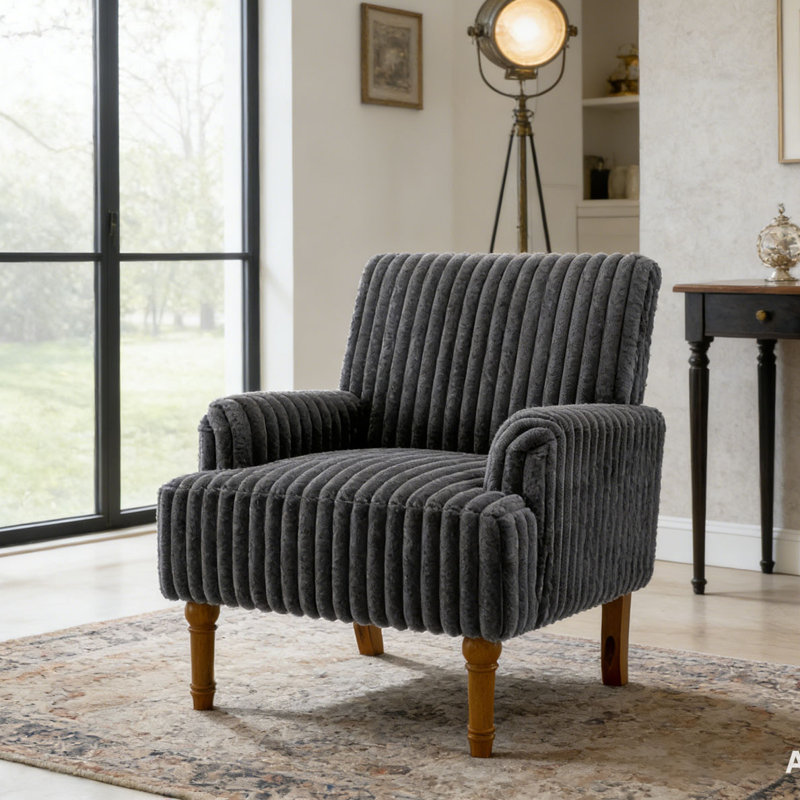 Chaise d'appoint moderne en velours côtelé, Gris foncé