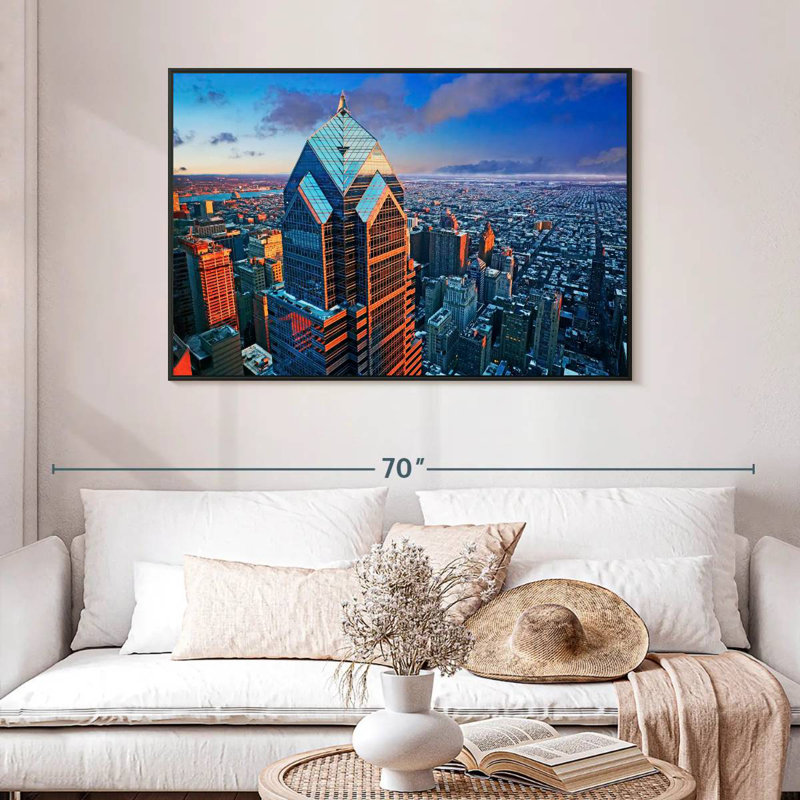 Tour et horizon de Philadelphie, 46 po x 31 po, Cadre flottant noir