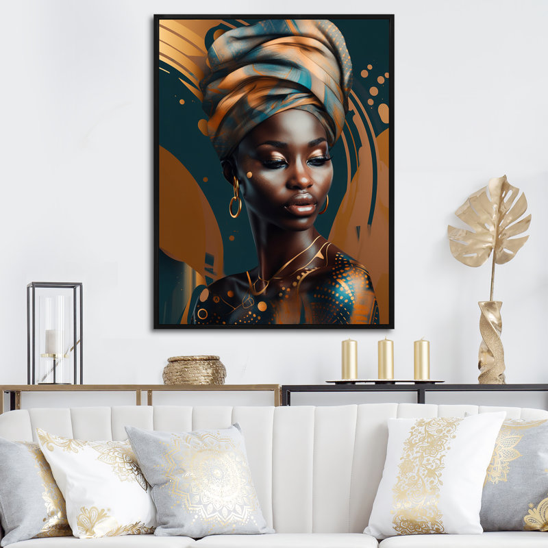«African Chromatique Woman II - Woman», reproduction sur toile encadrée, H 20 po x l 12 po, Cadre flottant noir