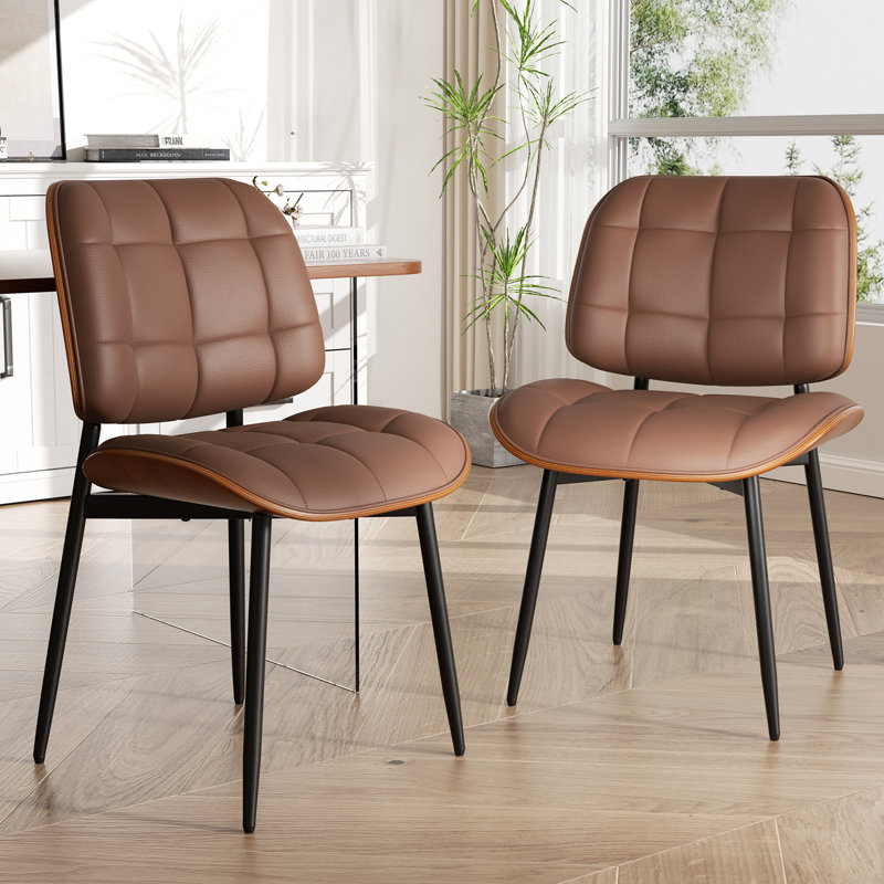 PU Leather Upholstered Dining Chairs With Stitched Detailing And Soft Padding - Perfect Side Chairs For Dining Rooms, Kitchens, And Living Rooms