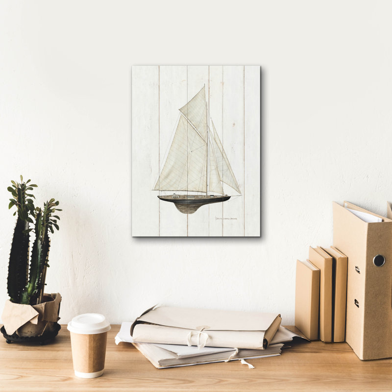 Art mural sur toile Breakwater Bay «Sailboat 1» par David Carter Brown, H 16 po x l 12 po x P 0,75 po