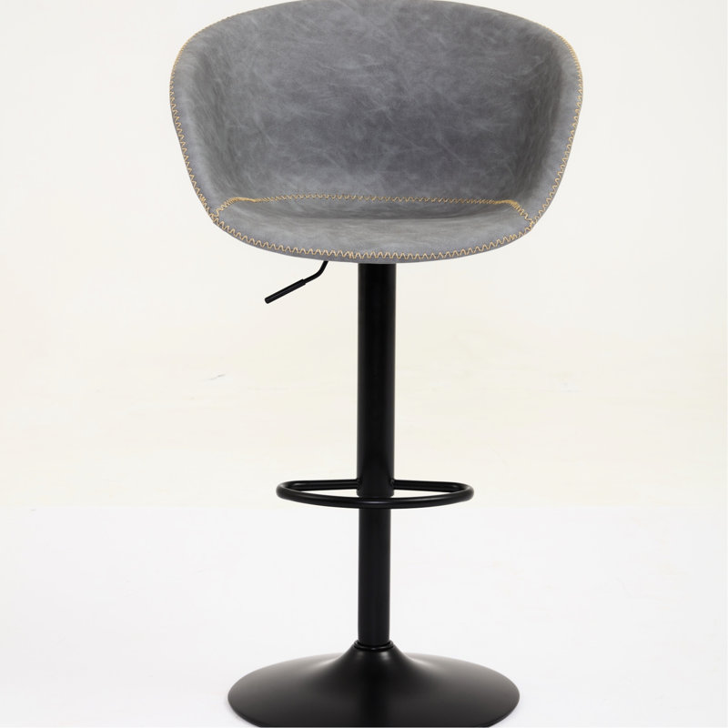Tabourets de bar pivotants réglables avec anneau en caoutchouc - Chaises en îlot de cuisine de style Mid-Century capitonné pour îlot de cuisine, gris, ergonomique et minimaliste