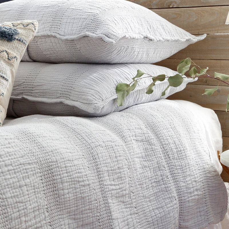 Couverture 100% coton Nantucket Matelasse, Simple, Gris