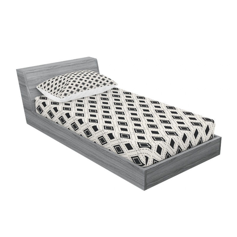 Microfiber Geometric Sheet Set, Twin XL Sheet Set with Fitted Sheet