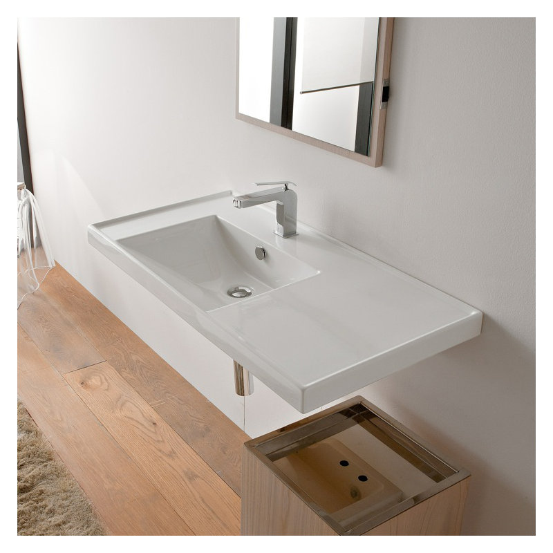 Scarabeo By Nameeks ML 18.5'' Glossy White Vitreous China Rectangular Drop-in, Wall Mount Bathroom Sink with Overflow
