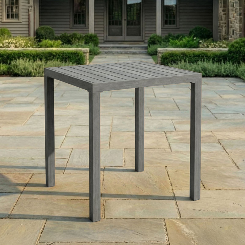 Table de salle à manger à hauteur de barre carrée en aluminium de 35,5 po Martha Stewart Bedford, Gris