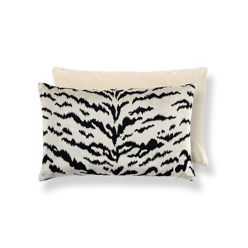 Wild Glamour Silk Lumbar Pillow Cover & Insert, Gold/Black, 14" H x 22" W x 6" D