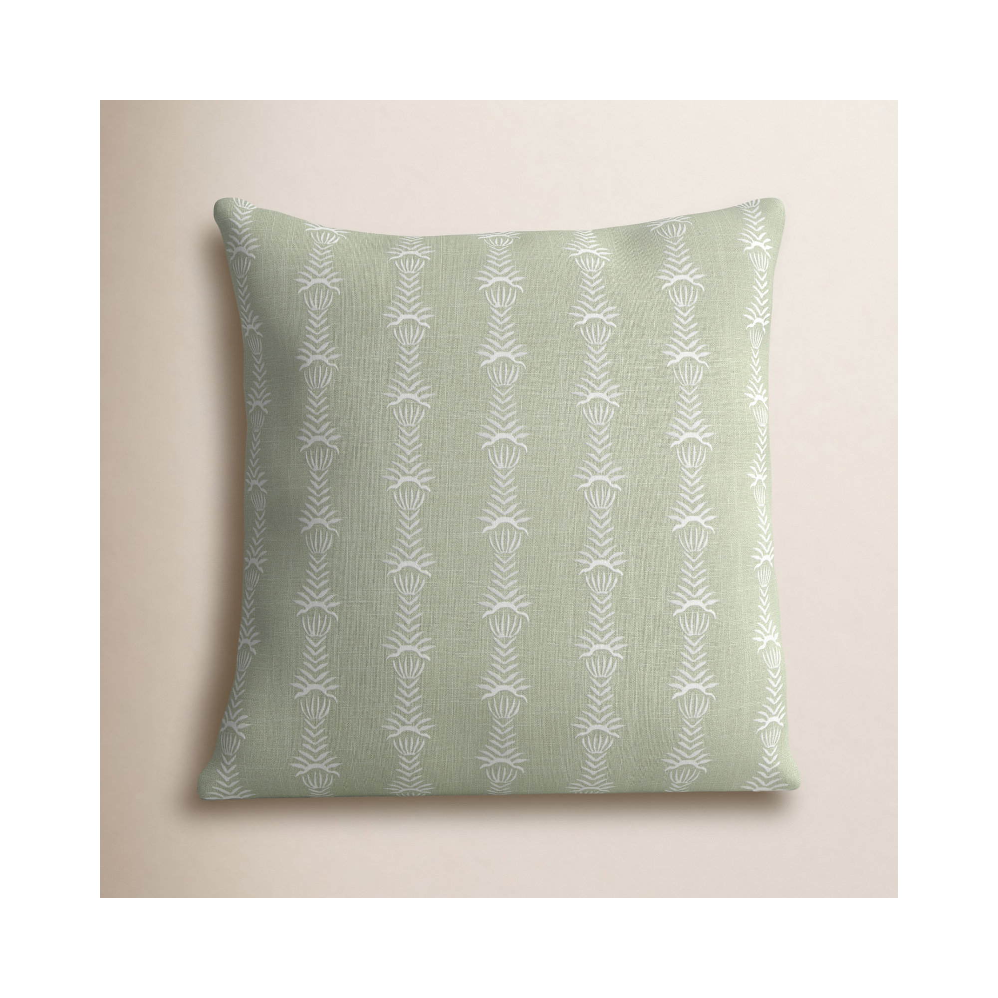Tasha Embroidered Cotton Throw Pillow, Green/White