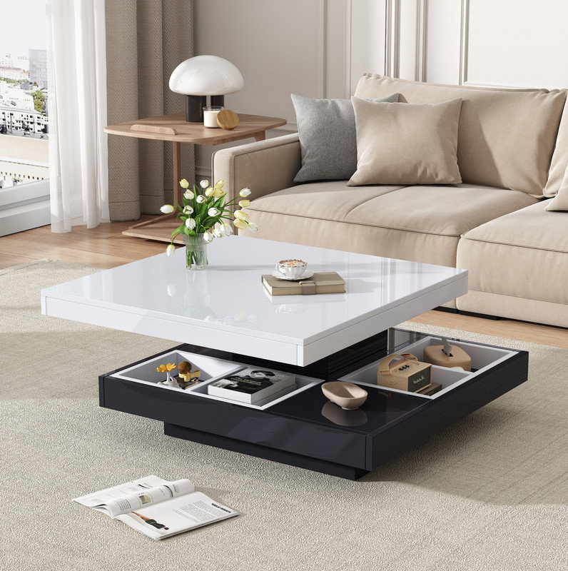 Coffee Table with Storage, Black