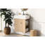 Meuble-lavabo mural moderne de 21,6 po avec poignée en or rose, fixation pour robinet à un trou, rangement latéral pour les petites salles de bain, porte ondulée, articles de toilette et design élégant-2028204616