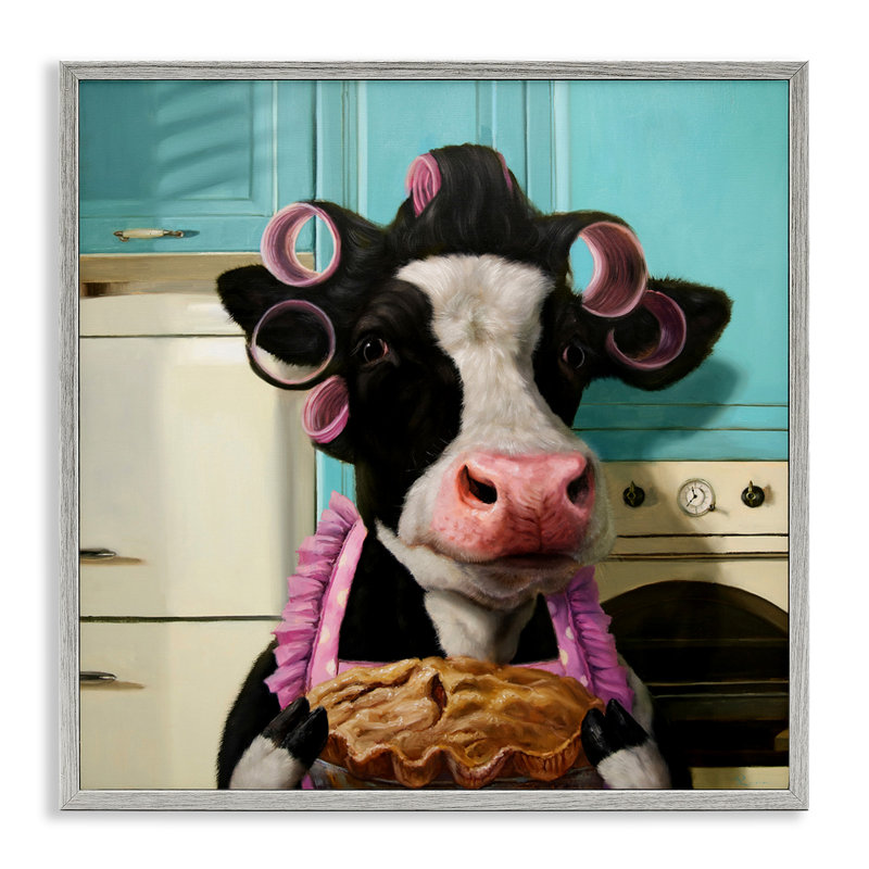 Rouleaux à cheveux Glamour Farm Cow par Lucia Heffernan, H 17 po x l 17 po, Estampe numérique Farmhouse