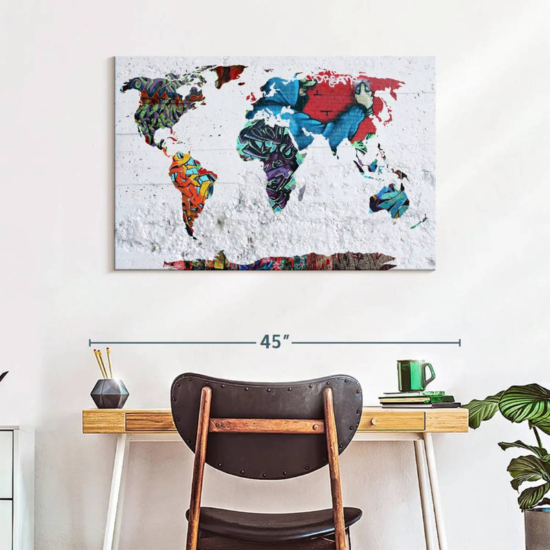 Aliaz Map Graffiti, 26" H x 39" W