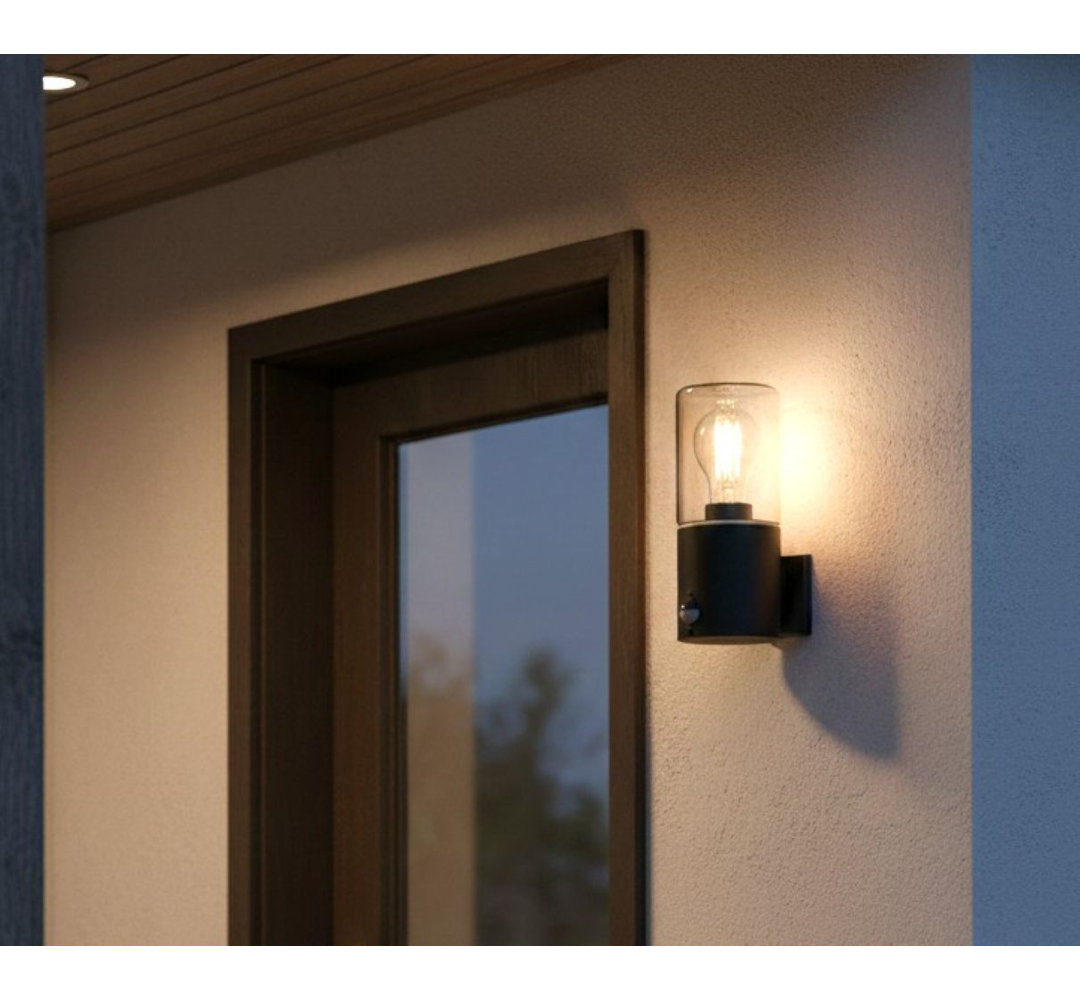Black 21cm H Outdoor Armed Sconce