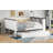Full Size Wood Daybed With Storage Shelves, Upholstered Backrest, USB Charging, And Trundle, White-1322694301
