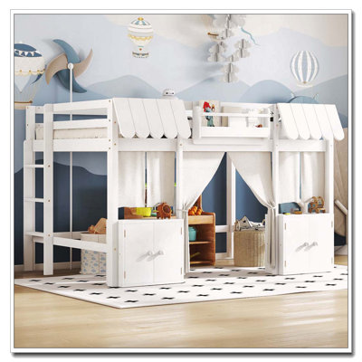 Bed With Built-In Bookshelf, Curtain, And Storage Shelf Amusement Park-Inspired