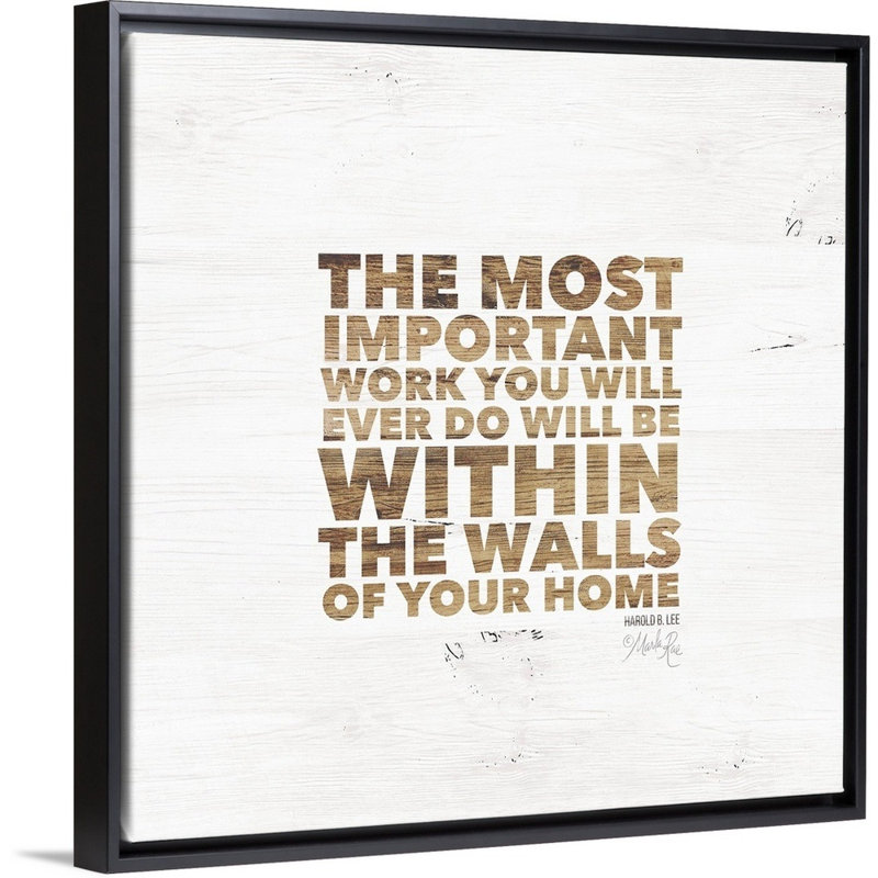 "Dans les murs de votre maison" par Marla Rae - Art textuel sur toile, Toile avec cadre noir, H 38 po x l 38 po x P 1,75 po