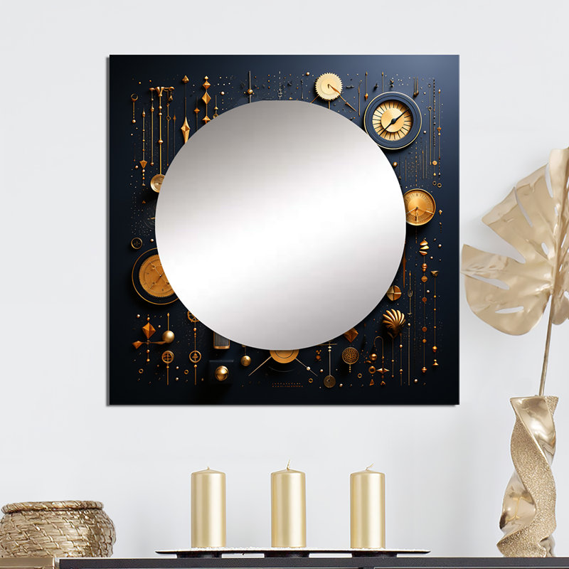 Lethco - Grand miroir carré géométrique pour décoration murale, 36 po x 36 po