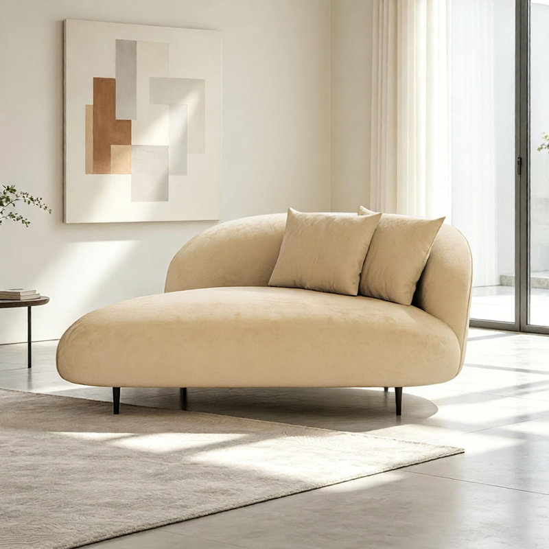 Chaise longue de loisir simple et luxueuse, Right Hand Facing, Beige