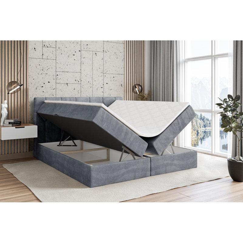 Bed, 160cm W x 200cm L, in Grey