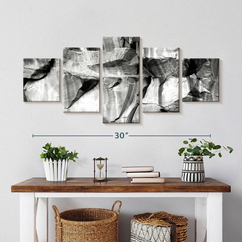 Greyscale Rock Formation, 15" H x 36" W