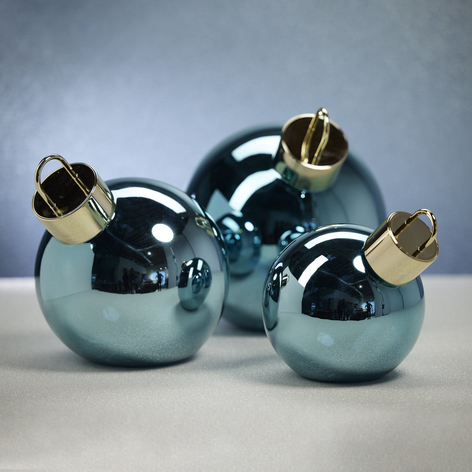 Lighted Glass Slanted Ball Christmas Ornament , 7.75" H x 7.75" W x 7.75" D, Blue