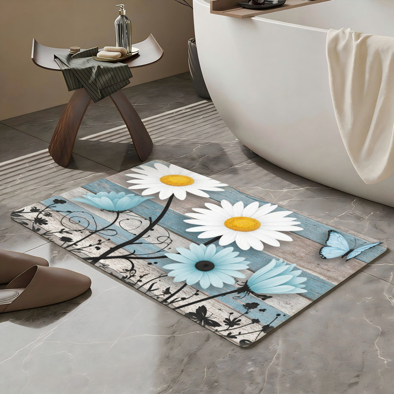 Tapis blanc pour salle de bain 20 x 32 po Daisy