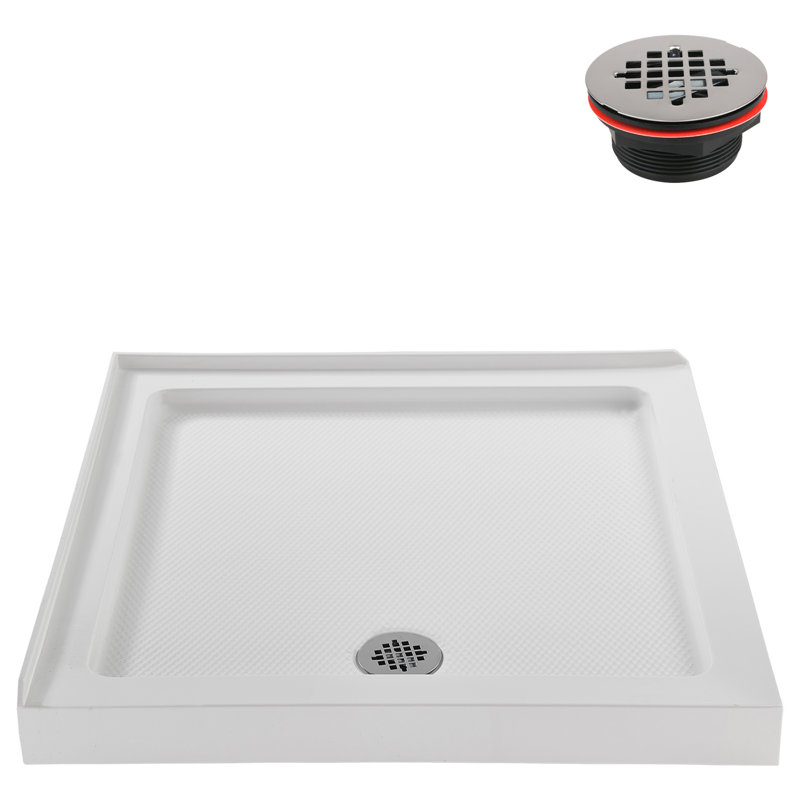 Streamline 36" W x 36" D Corner Acrylic Shower Base, Drain Included