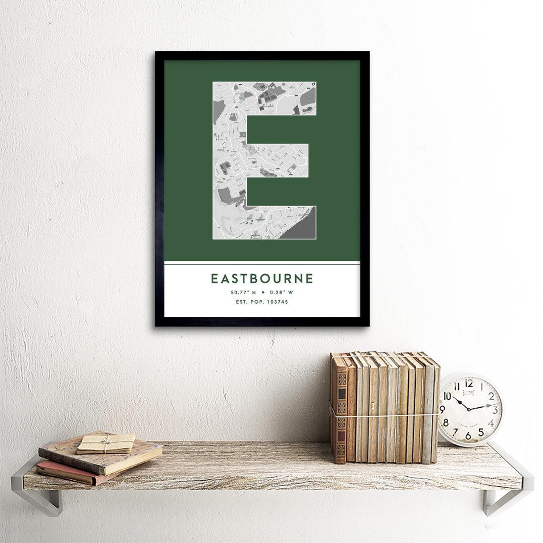 Eastbourne City Map Eastbourne Green - Single Picture Frame Typography