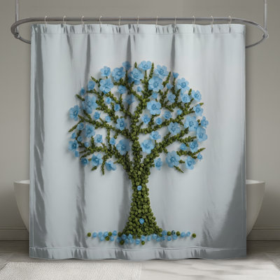 Rideaux de douche extra longs à motif d'arbre en fleurs