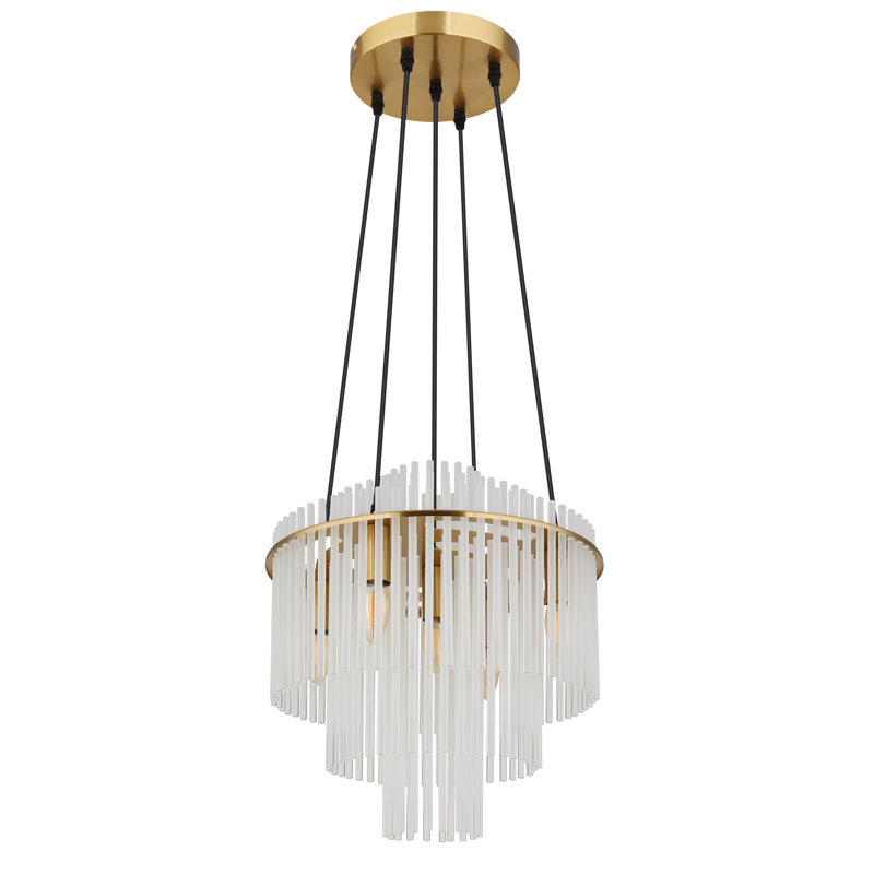 Decole 5 - Light Pendant, 70cm H x 40 cm W, Clear, Gold colours