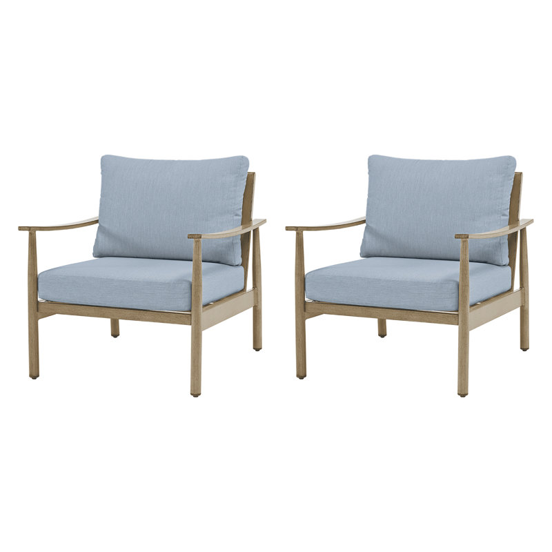Mariene Aluminum Outdoor Lounge Chair, Beige, Blue