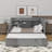 Twin Size Upholstered Daybed With Trundle, Storage Shelves, USB & Outlet-1446527641