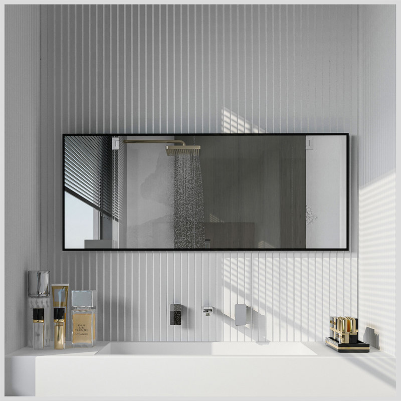 Schweitzer Bathroom / Vanity Mirror, Black, 30" x 72"