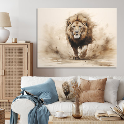 Lion Minimalist Roar Minimalist II Framed On Canvas Print